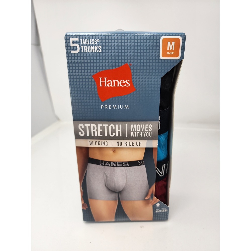 Hanes Mens Premium Tagless Trunks Multicolor Cotton Blend Athletic Size Medium
